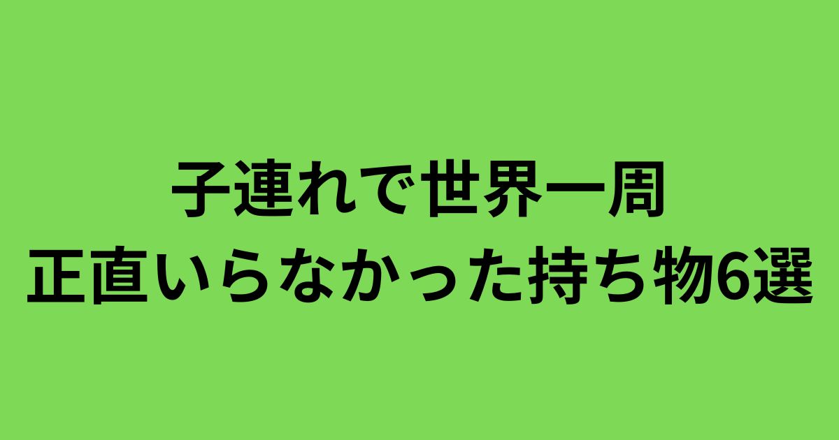 子連れ4人で世界一周｜正直いらなかった持ち物6選【0歳・2歳連れ実体験】
