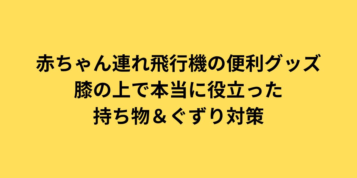 赤ちゃん連れ飛行機の便利グッズ｜膝の上で本当に役立った持ち物＆ぐずり対策
